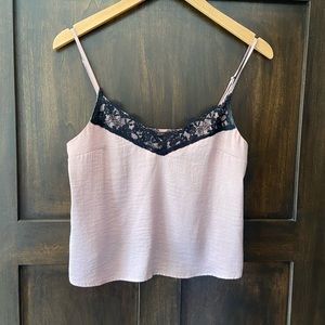 Blush Pink Black Lace Tank